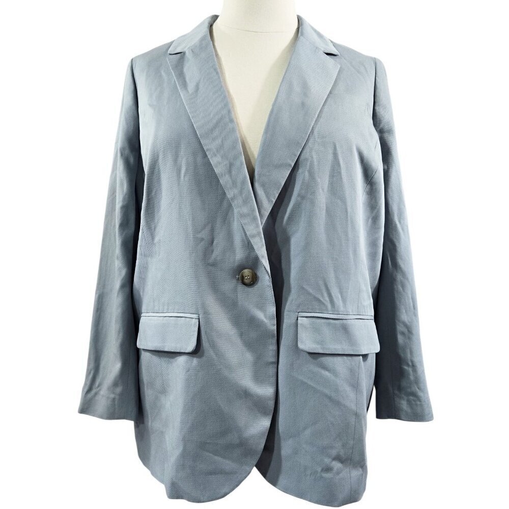 Madewell NWT Larsen Blazer Drapeweave Twill Overcast Blue Oversized Preppy NK342